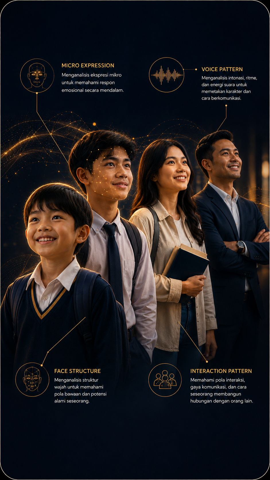 Anak, pelajar, mahasiswa dan profesional Indonesia dengan empat pola observasi Potential Code